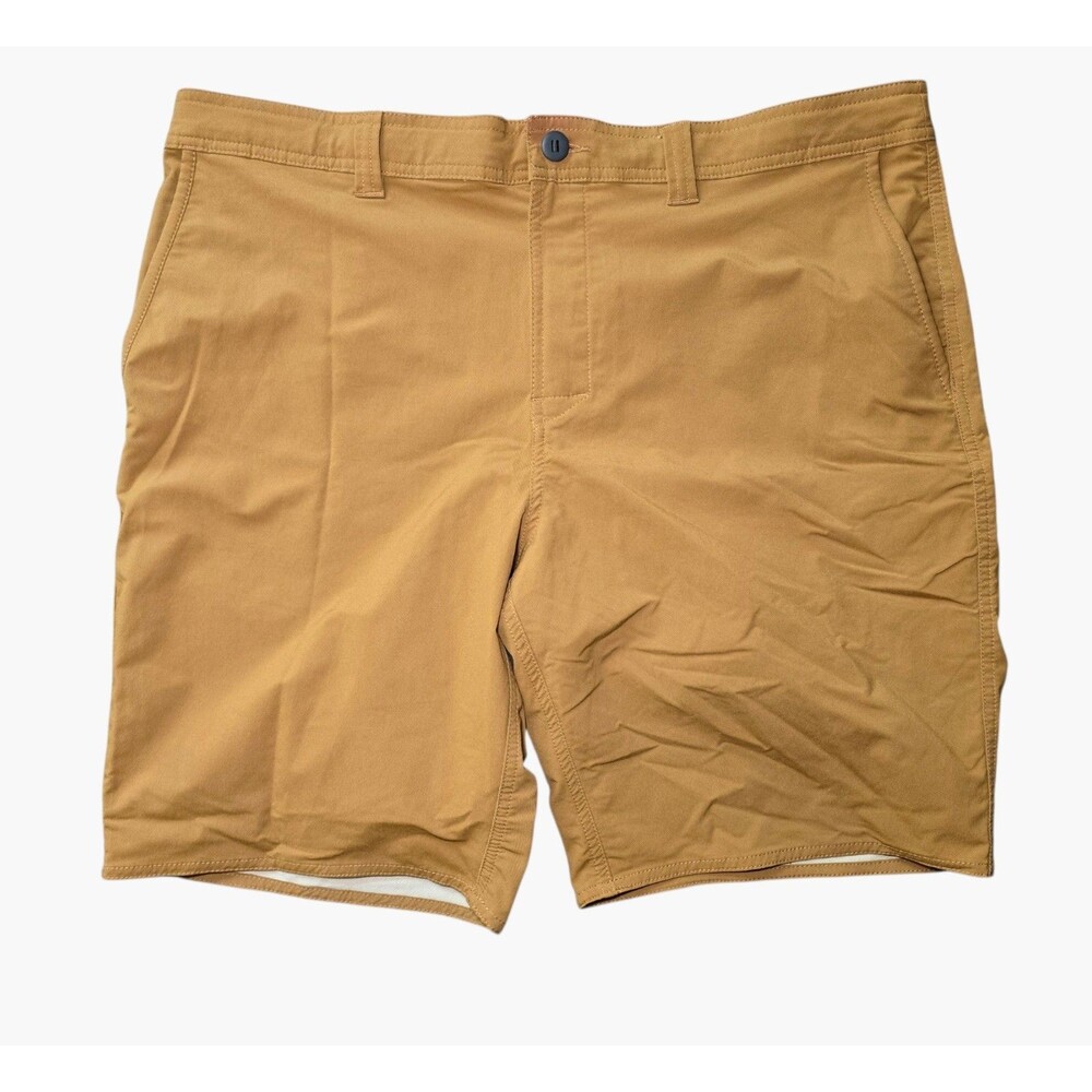 George Mens Chino Shorts Size 38 Brown Tan Stretch Flat Front Casual